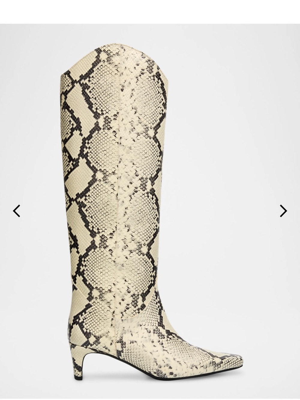 STAUD Wally western Snake-Print Knee High Reptile Boot - Cream/Black